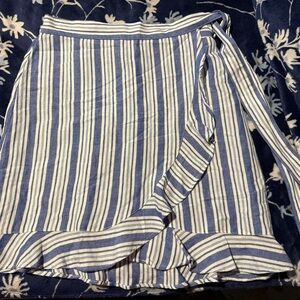 Loft Size 4 Striped Blue and White Wrap Skirt